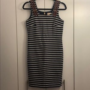 Michael Kors Navy Blue and White striped dress